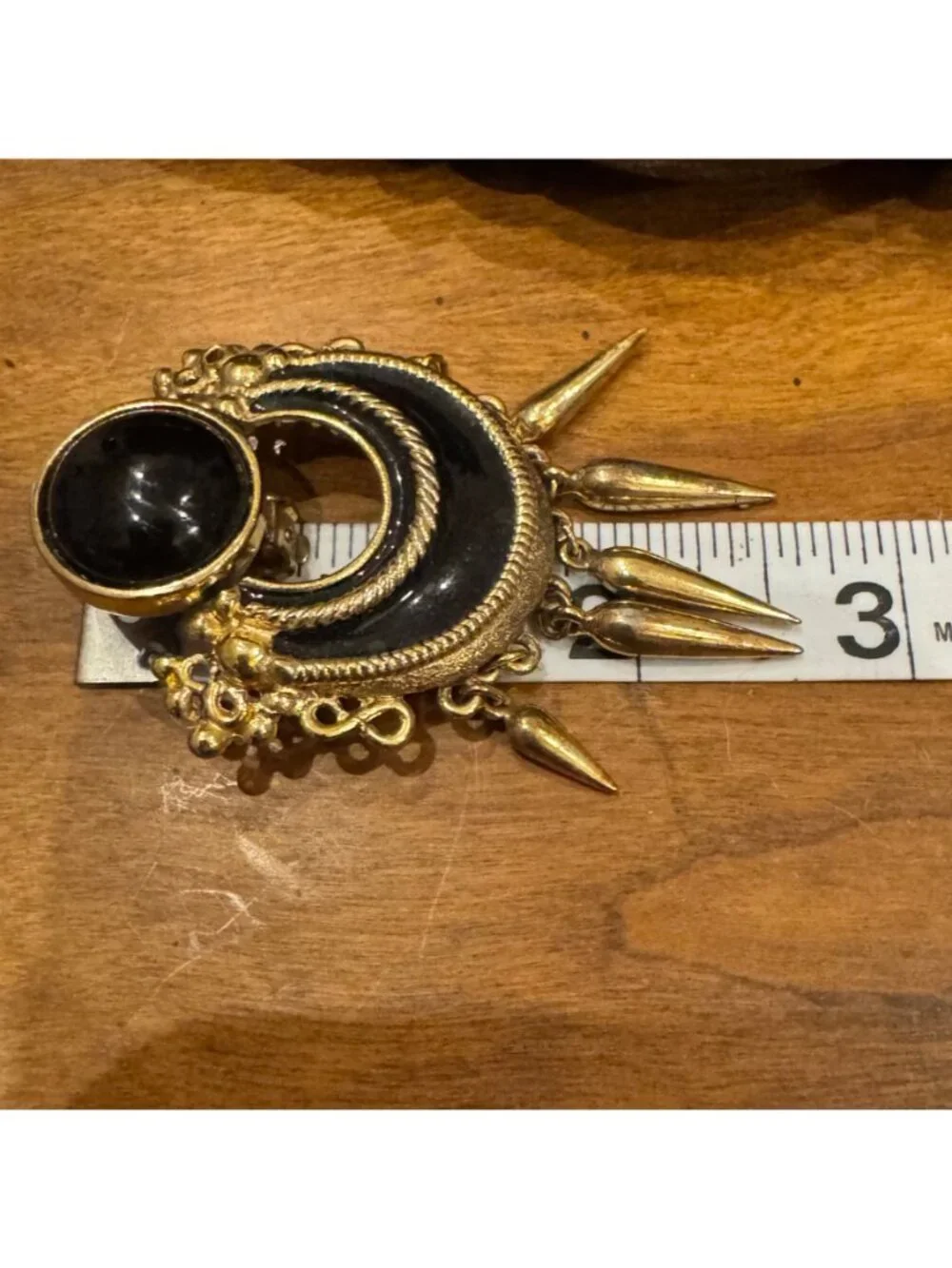 Ugo Correani Enamel Etruscan Door Knocker Fringe Dangle Earrings - Picture 5 of 11